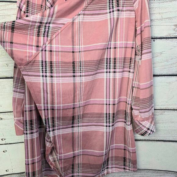 New York Laundry Pink Plaid Open Front Cardigan Small - Picture 4 of 7